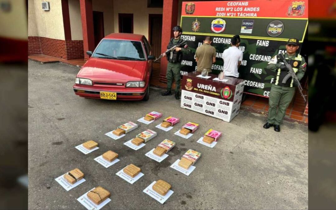 FANB aprehendió en Táchira a dos colombianos con 14 panelas de marihuana