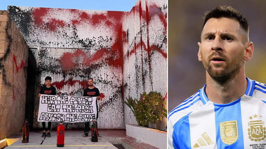 Activistas climáticos irrumpen en la mansión de Messi en Ibiza y la vandalizan