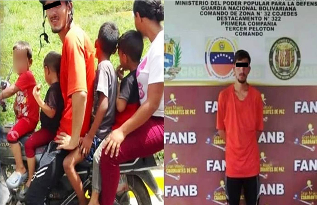 Detienen a un hombre por trasladar a cuatro niños en una moto en Cojedes