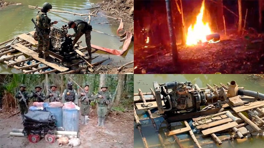 Fanb destruyó equipos de minería ilegal ocultos en la selva de Amazonas