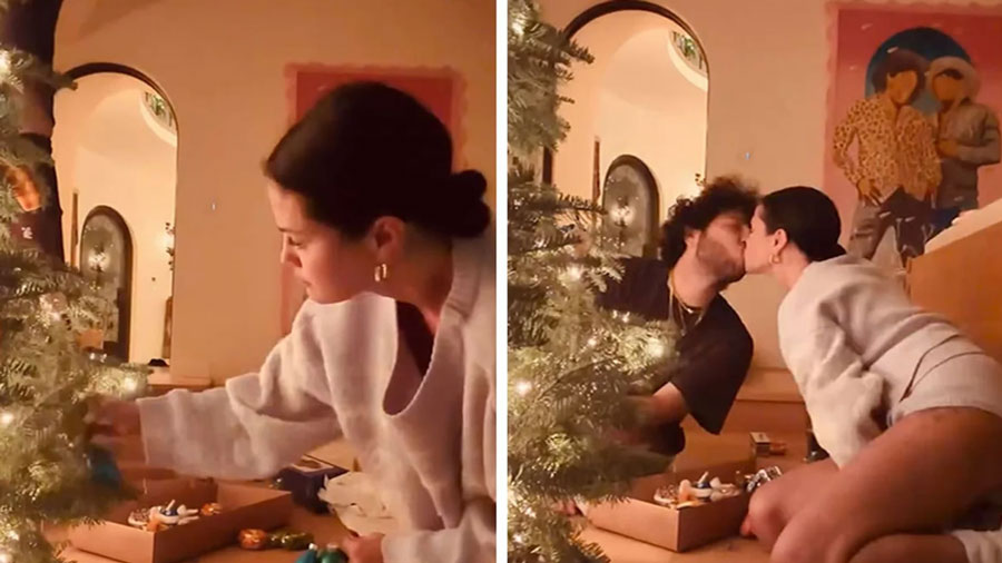 Selena Gomez y Benny Blanco decoran su primer árbol de Navidad como recién casados